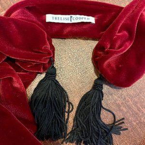 Trelise Cooper burgundy velvet scarf